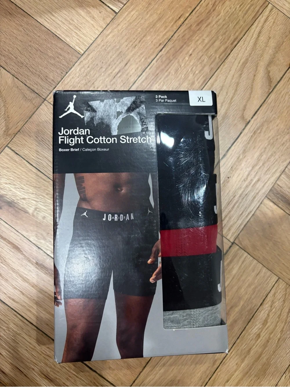 Jordan Flight Cotton Stretch Boxer Briefs 3 Pack Mens Size XL Gray Red Black